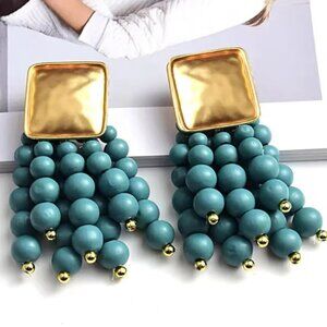 Zara Blue Cascade Beaded Earrings